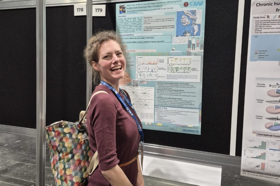 Cora presenting some of her GreenHAB research: “Multi-Year Shifts in Harmful Algal Blooms in a Warming Arctic: Insights from Disko Bay, West Greenland”